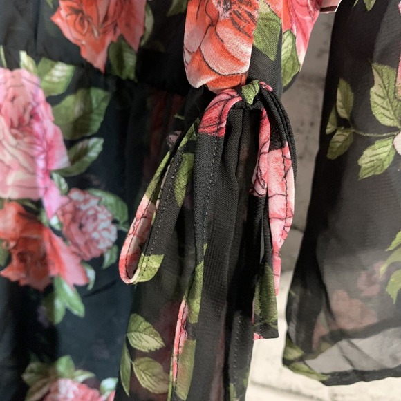 Ultra Beach Womens Sheer Floral Print Bathing Suit Coverup w/ Waist Ties Size XL - Picture 7 of 10